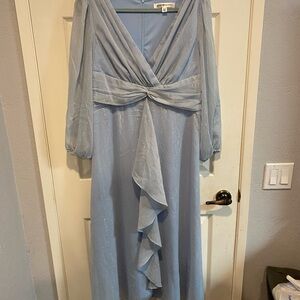 EverPretty Light Blue Sparkle Chiffon Wrap Dress
